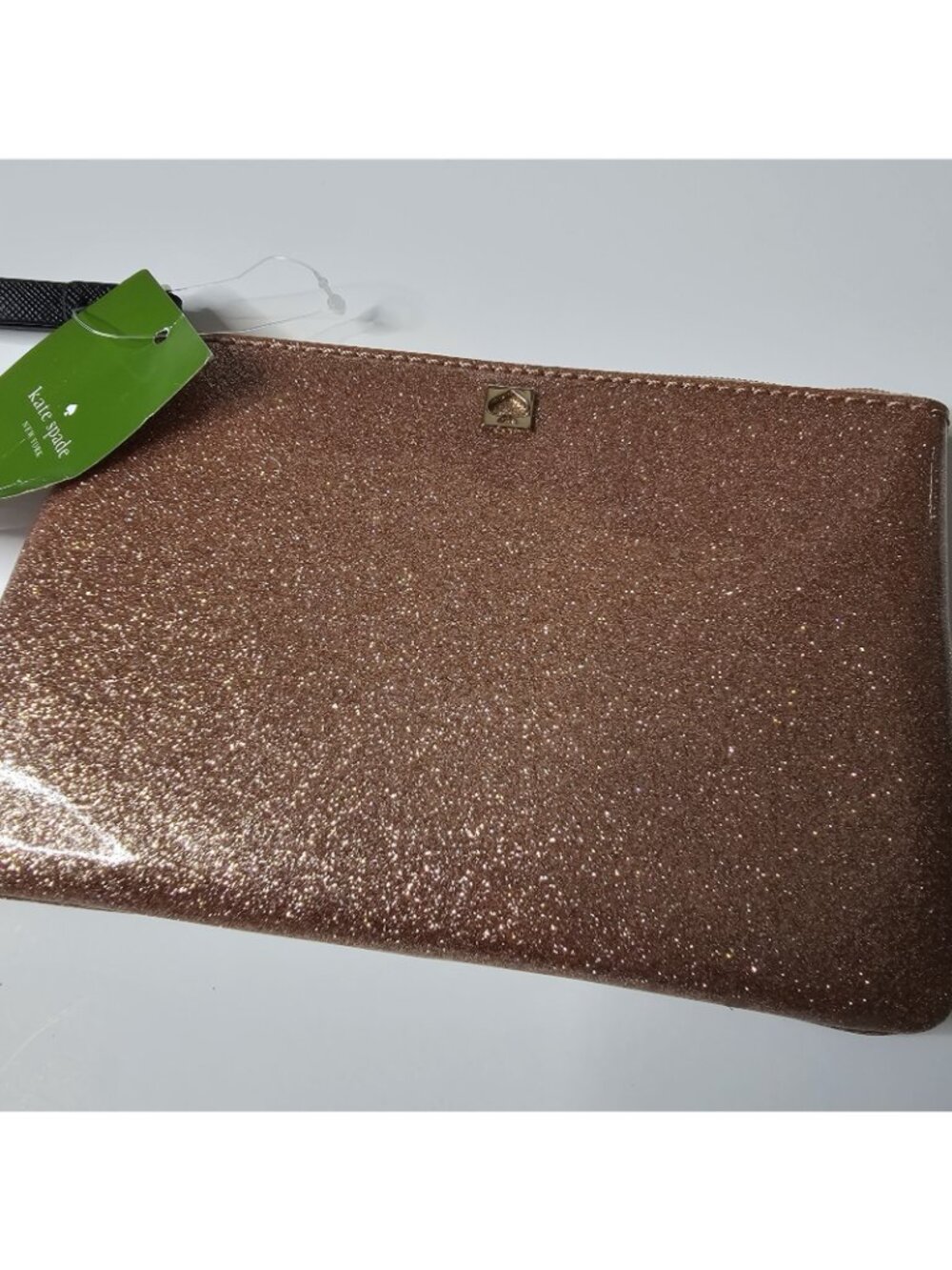 Kate Spade Mavis Street Bethann Wristlet Rose Gold Glitter Top Zip 7x5 - Picture 2 of 6